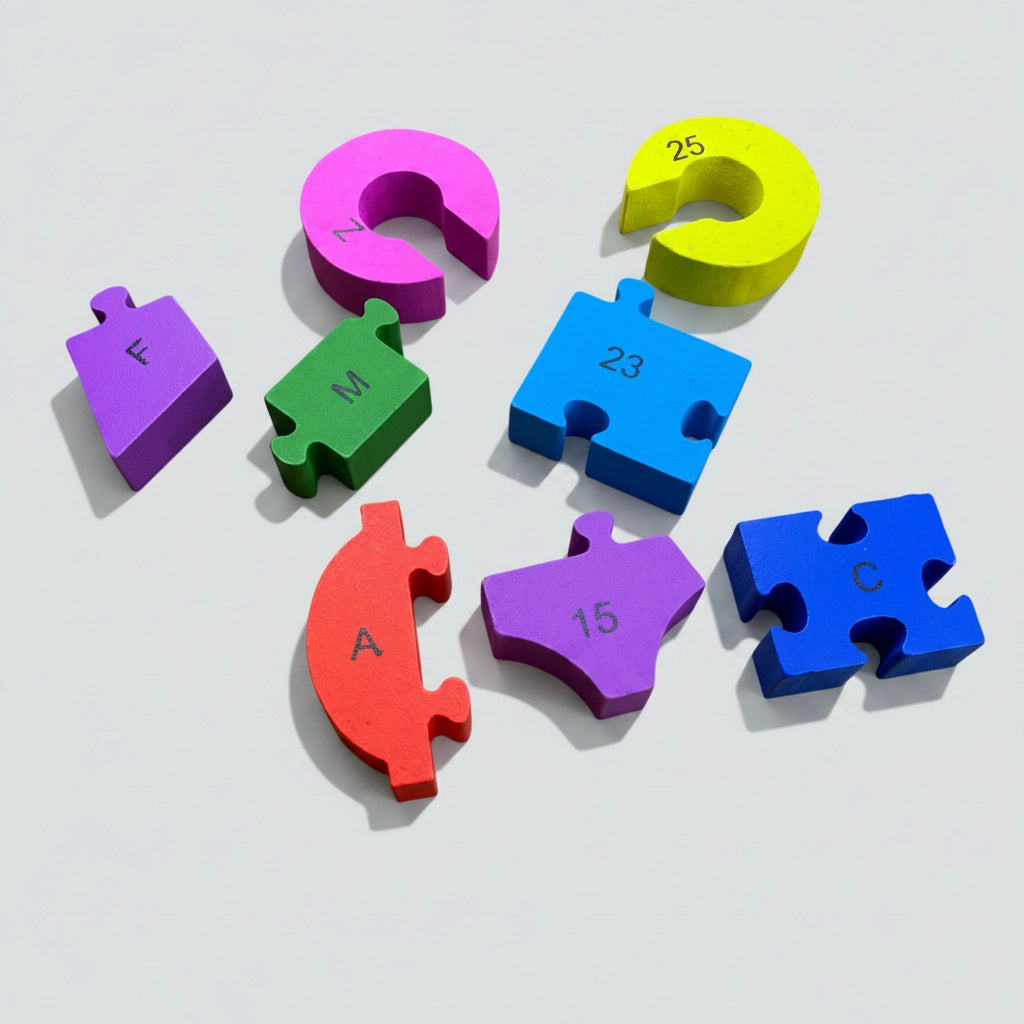 Alfabeto e Números - Trem 26 Peças em Madeira