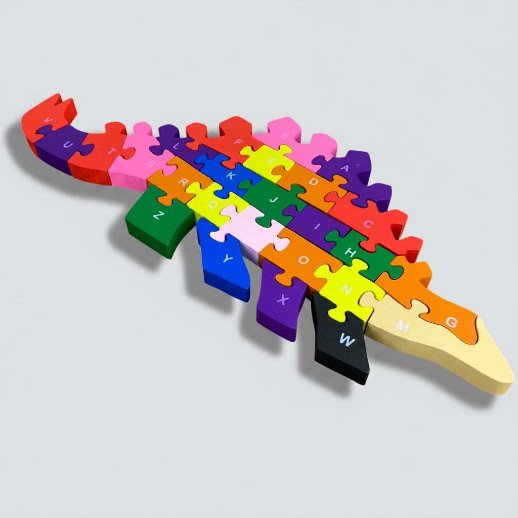 Alfabeto e Números - Dinossauro 26 Peças em Madeira